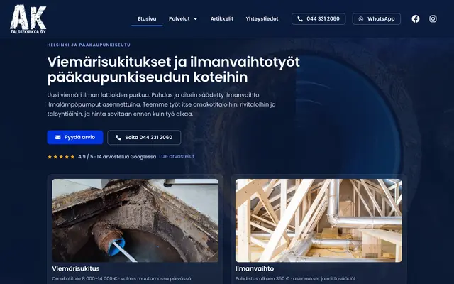 AK-Talotekniikka – verkkosivut