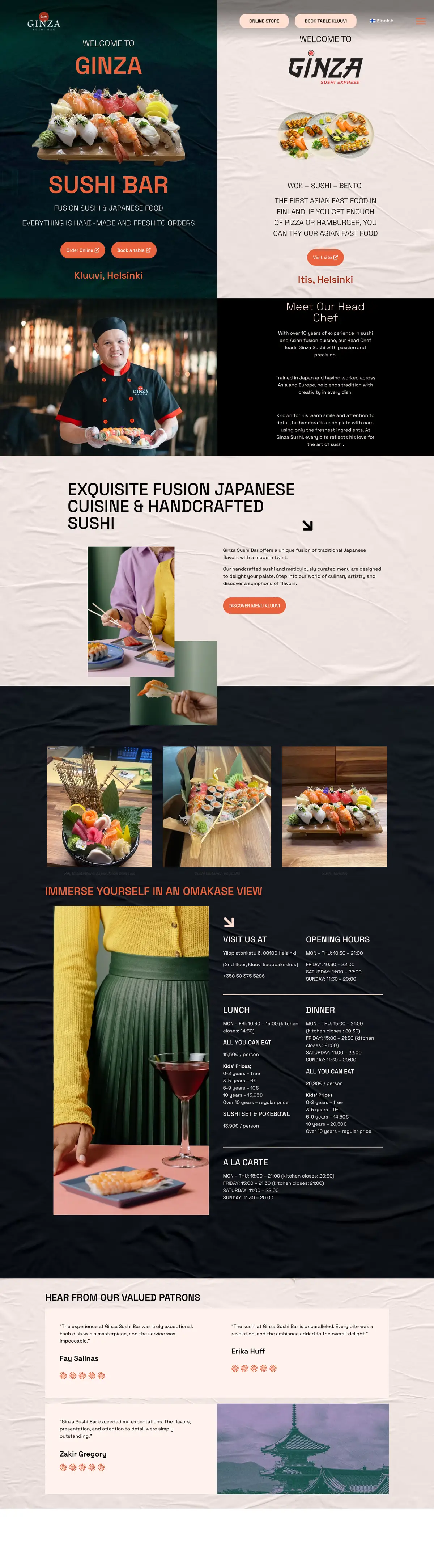 Ginza Sushi Bar – DigiSillan toteuttamat verkkosivut