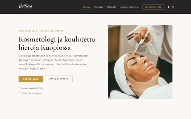 Kauneushoitola Bellicia – verkkosivut